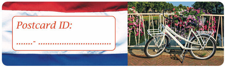Postcrossing ID stickers | 6x Dutch Flag + bicycle (S020)