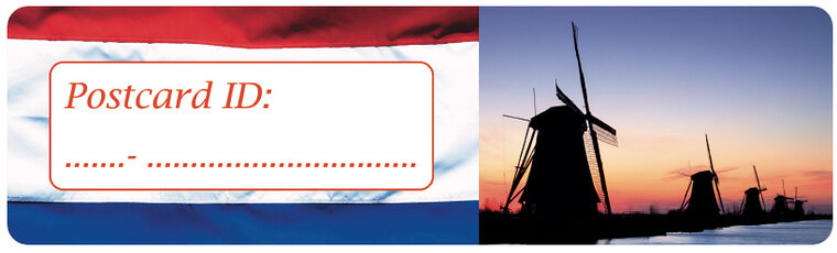 Postcrossing ID stickers | 6x Dutch Flag + Kinderdijk (S022) Postcrossing ID stickers | 6x Dutch Flag + Kinderdijk (S022)