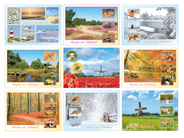 Dutch postcards set - 9 groeten uit Nederland postcards (no. 109)