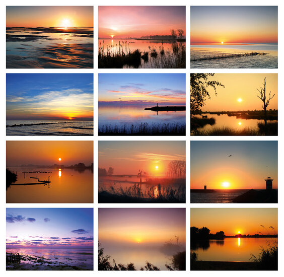 Postcard set sunsets - 12 postcards with sunset motif (no. 056)