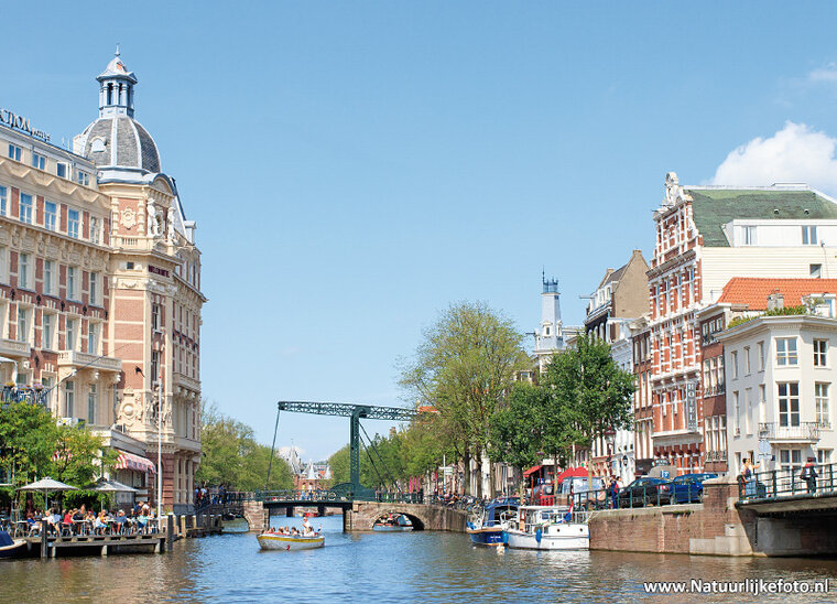postcard Amsterdam - canals with Aluminum bridge (C042) postcard Amsterdam - canals with Aluminum bridge (C042)