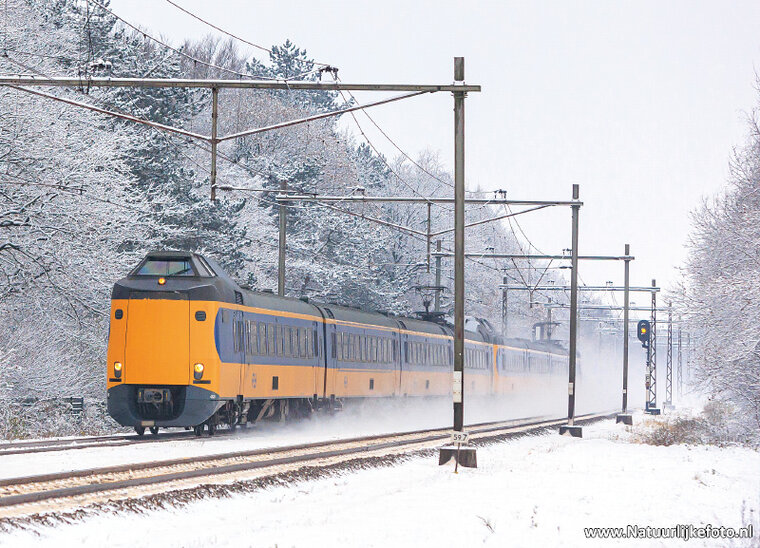 postcard Intercity train in winter