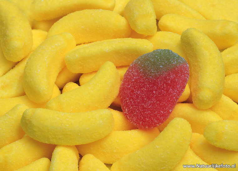 Sweet banana with strawberry postcard (0507)