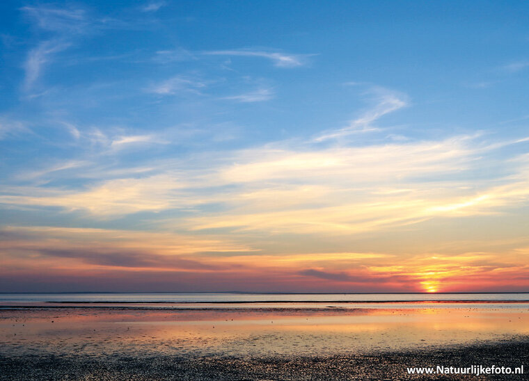postcard sunrise Wadden sea