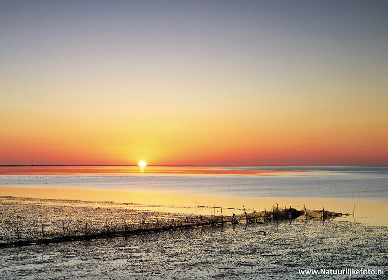 postcard sunrise Wadden sea