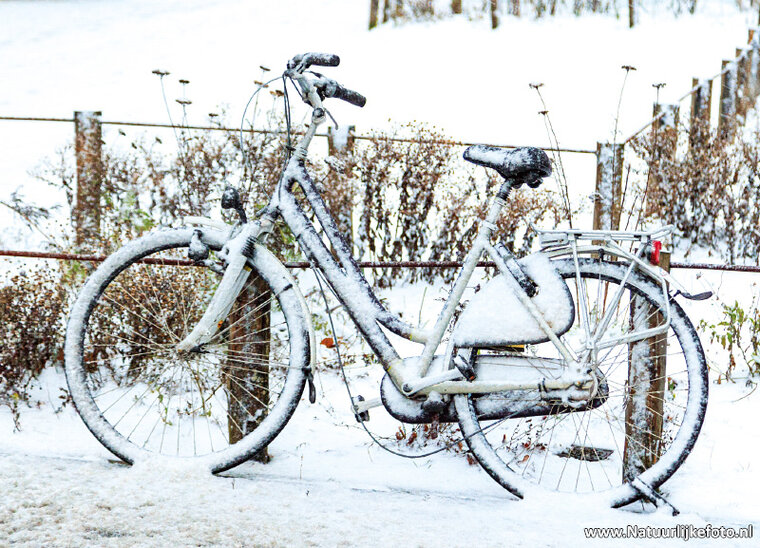 postcard bicycle in the snow