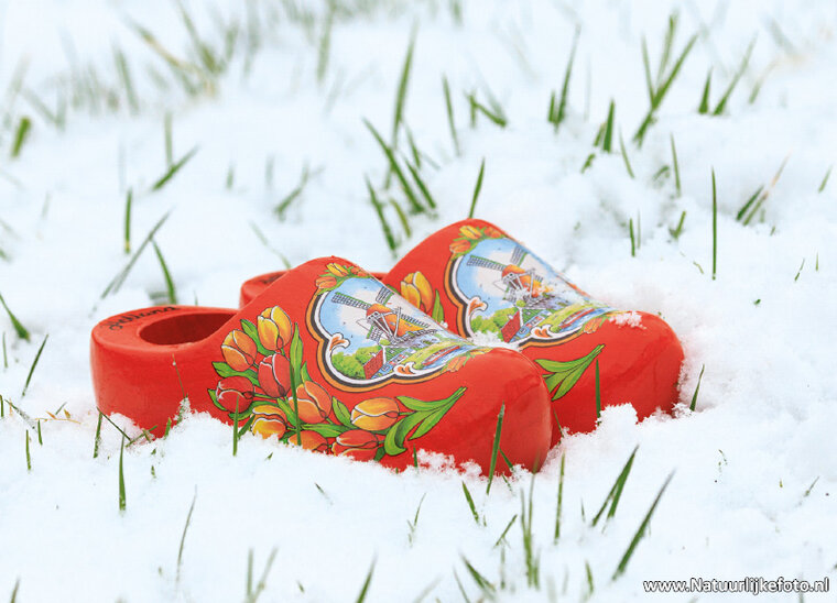 postcard clogs in snow