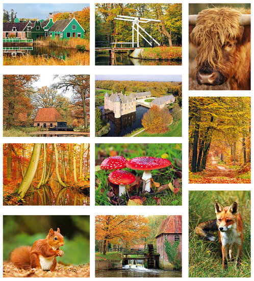 Autumn postcards - set with 11 Autumn motif postcards (no. 34)