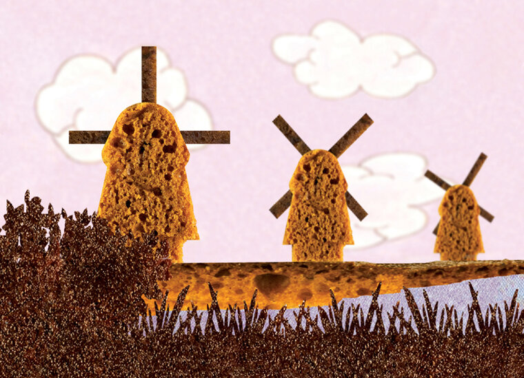 postcard Dutch mills made of gingerbread (Nivoka005)