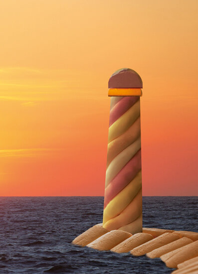 postcard lighthouse made of candy (Nivoka 007)