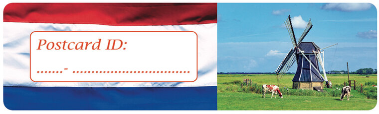 Postcrossing ID stickers | 6x Dutch Flag + mill with cows (S025) Postcrossing ID stickers | 6x Dutch Flag + mill with cows (S025)