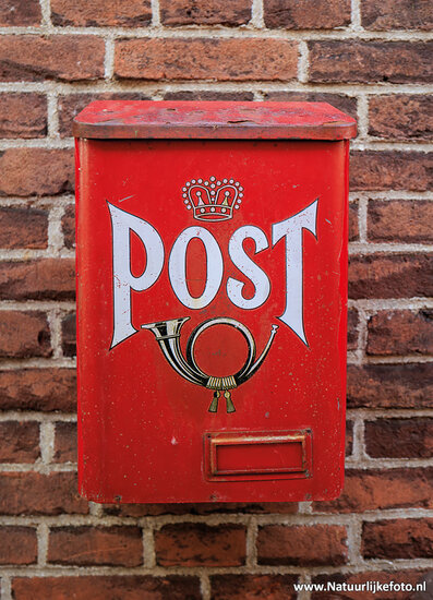 postcard red post mailbox