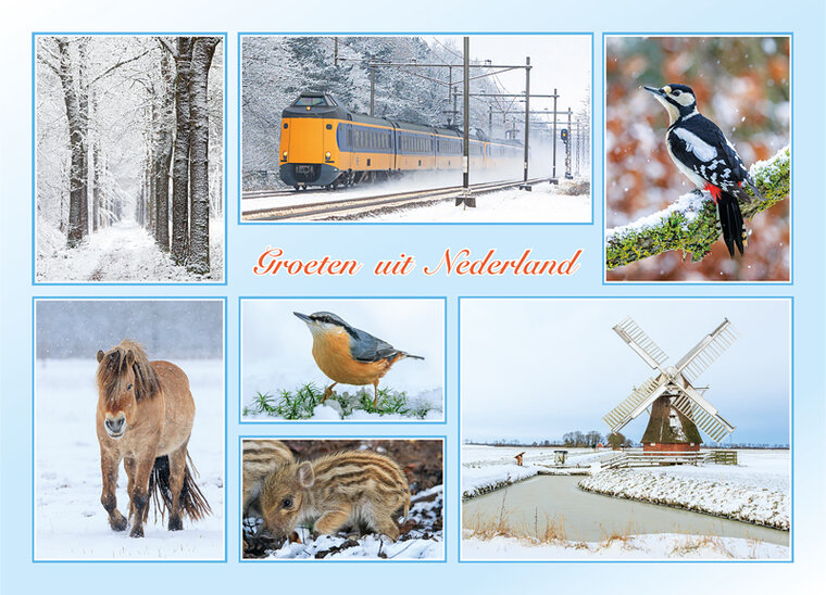 postcard groeten uit Nederland winter