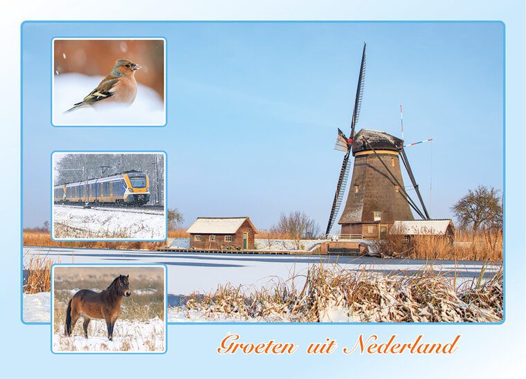 postcard groeten uit Nederland winter