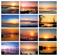 Postcard set sunsets - 12 postcards with sunset motif (no. 056)