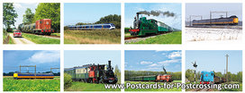 train postcards - set with 8 postcards of trains train postcards - set with 8 postcards of trains