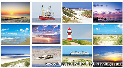 Postcard set beach and sea