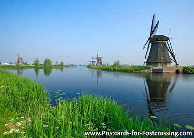 World heritage postcard Windmills at Kinderdijk