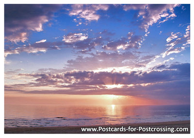 sunset North Sea postcard