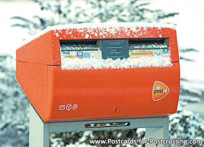 Postcard Dutch mailbox in the snow