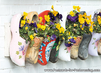 Postcard clogs with flowers