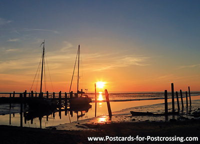postcard Sunrise Wadden sea