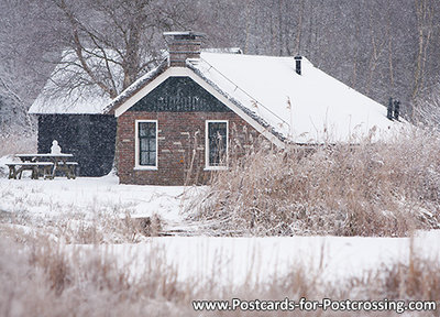 Farm in the snow postcard