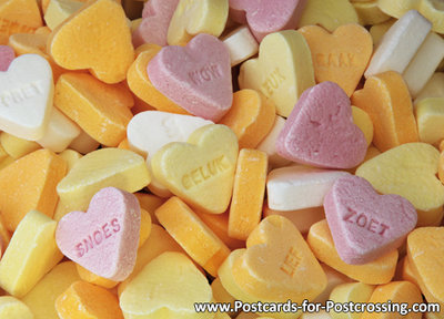 Fruit hearts candy postcard