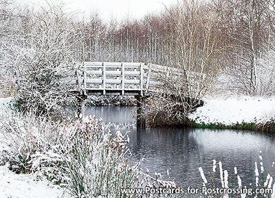 Bridge in winter postcard