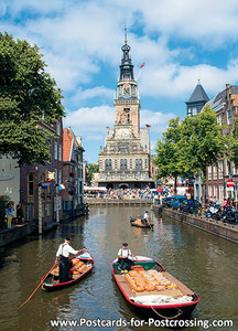 Postcard Cheese market with Waag building - Alkmaar