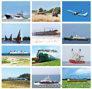 Transport vehicles postcard set