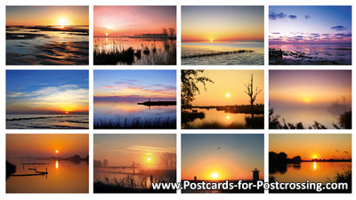 Postcard set sunrise and sunset