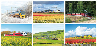 Trains postcards set