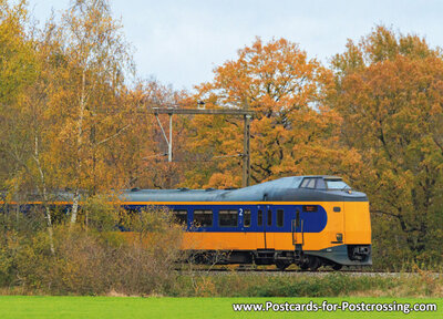NS train in autumn postcard - de koploper