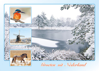 postcard groeten uit Nederland winter