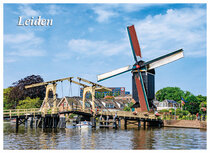 Leiden postcards | Mill and bridge postcard