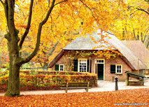 Autumn postcards | Small farm in Autumn postcard Autumn postcards | Small farm in Autumn postcard